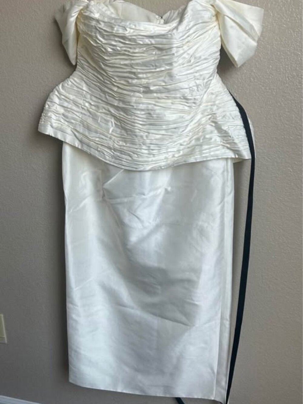 BLAIR Bardot Peplum Midi Dress - Ivory